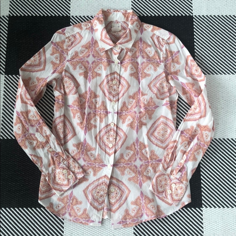 J.Crew coolest blouse orange white purple
